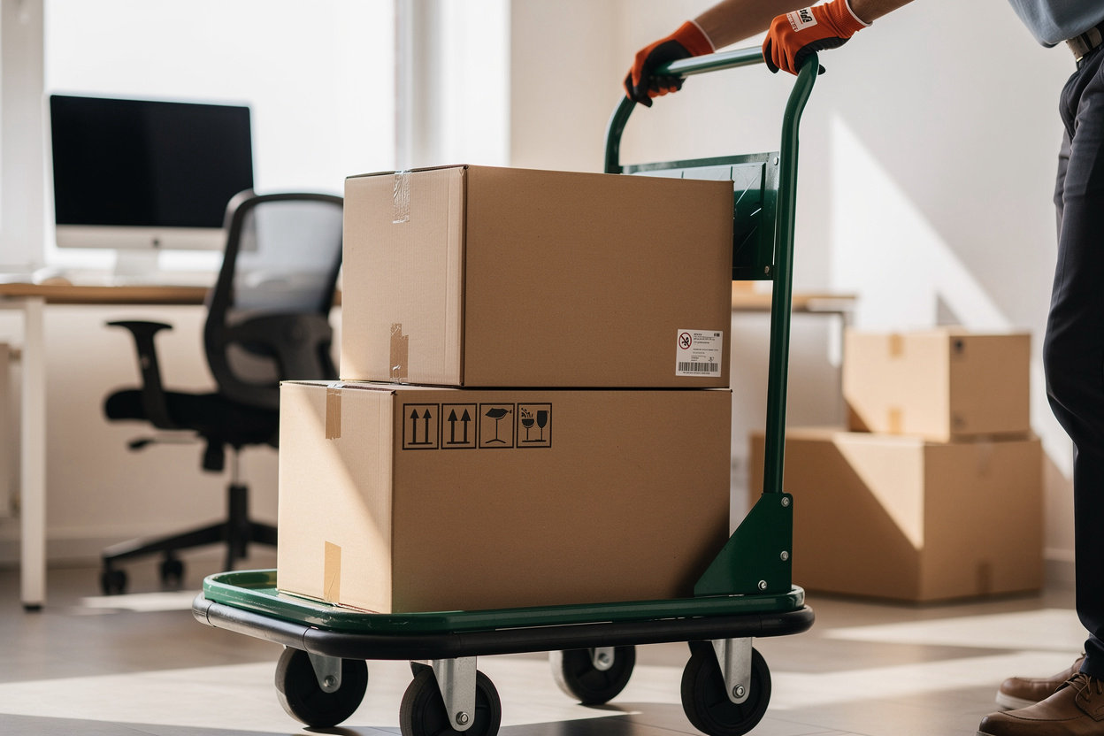 Mesa Moving Experts professional team executing commercial office relocation with careful equipment handling